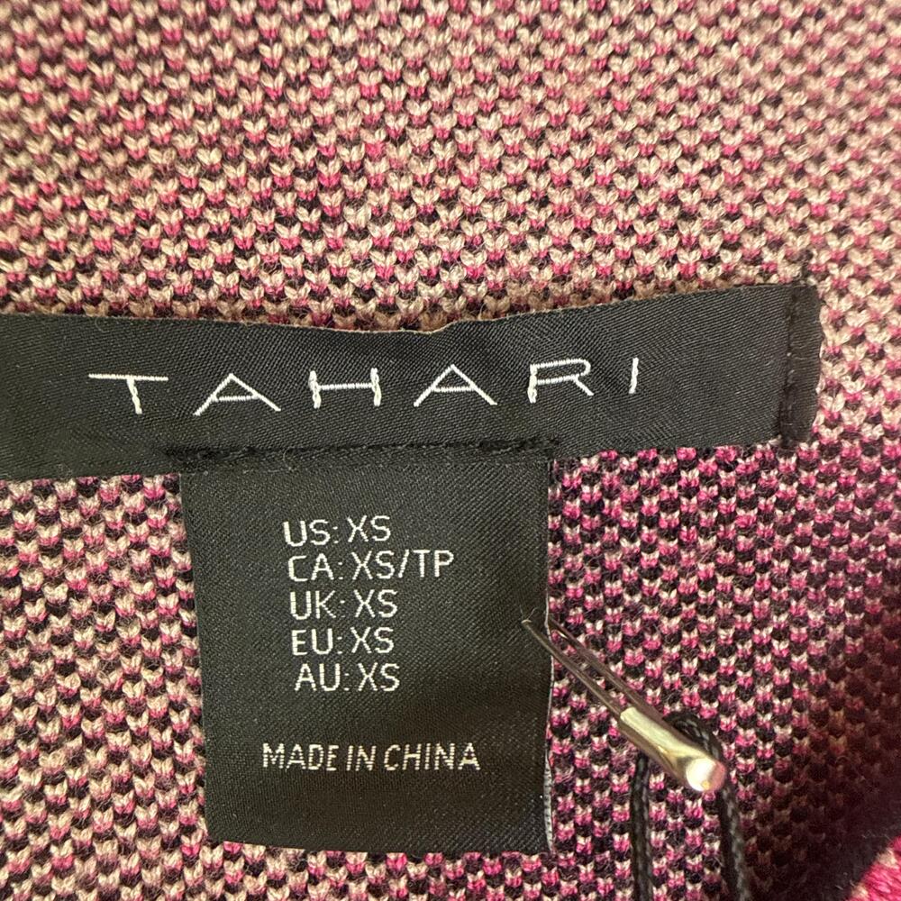 Tahari Sweater Womens XS Pink Plaid Mock Neck Long Sleeve Knit Pullover Top - Picture 3 of 10